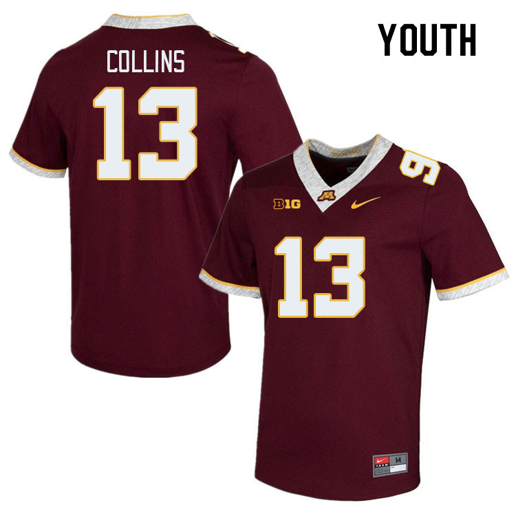 Youth #13 Chris Collins Minnesota Golden Gophers College Football Jerseys Stitched-Maroon
